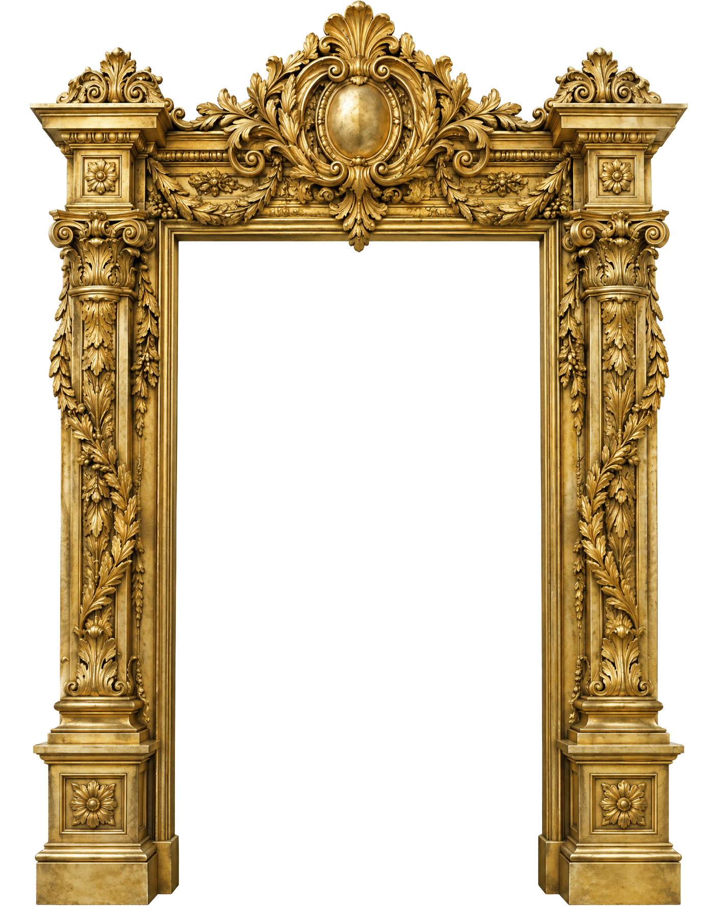 Ornate carved gold museum portal