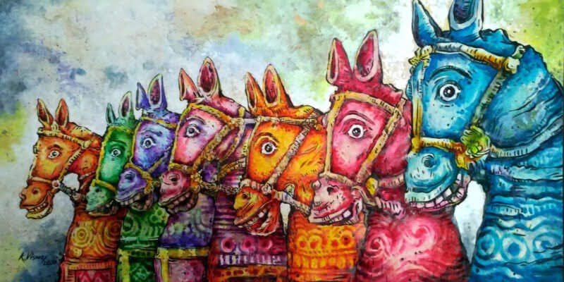 7 horses painting