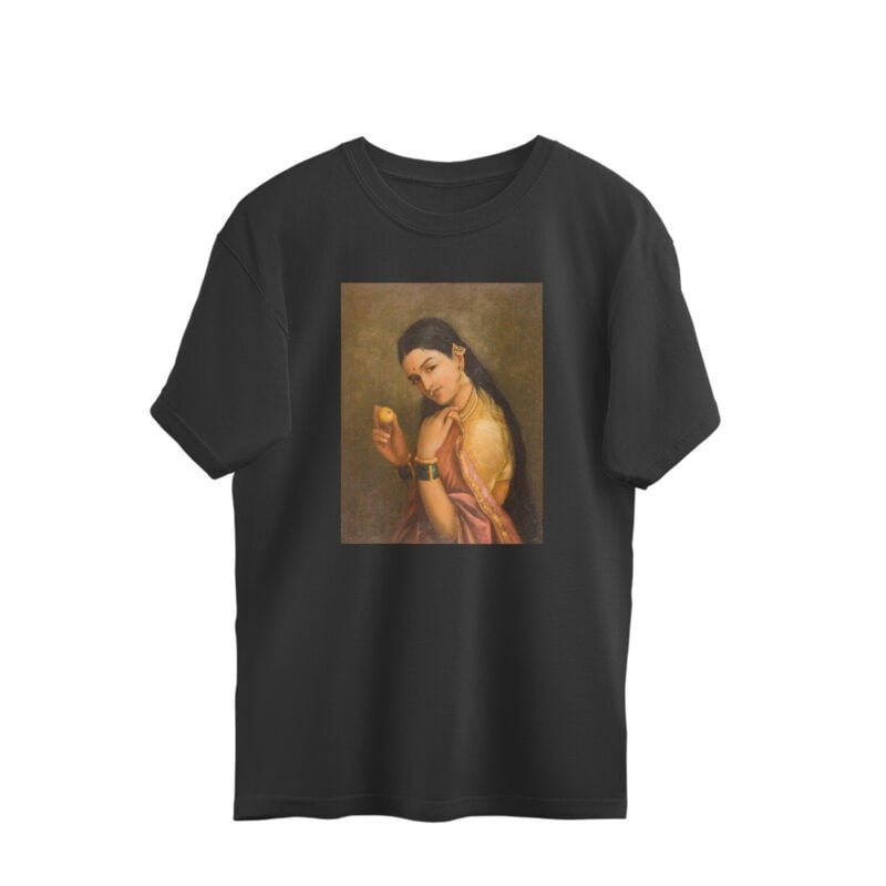 Raja Ravi Varma Black Oversized Unisex Tshirt