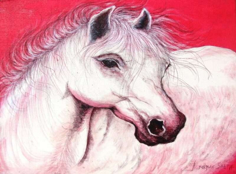 white horse painting